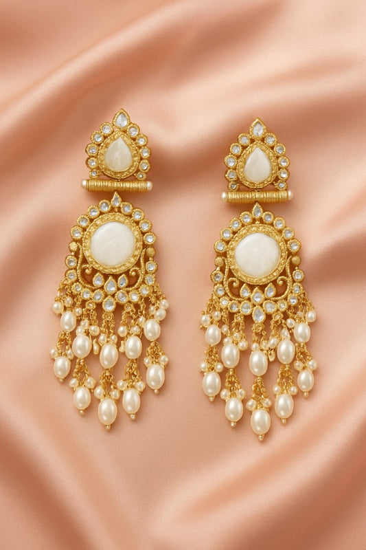 Golden Pearl Cascade Earrings