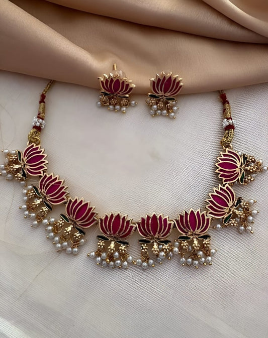 Lotus Blossom Pearl Necklace Set - ( Today's 50% Off )