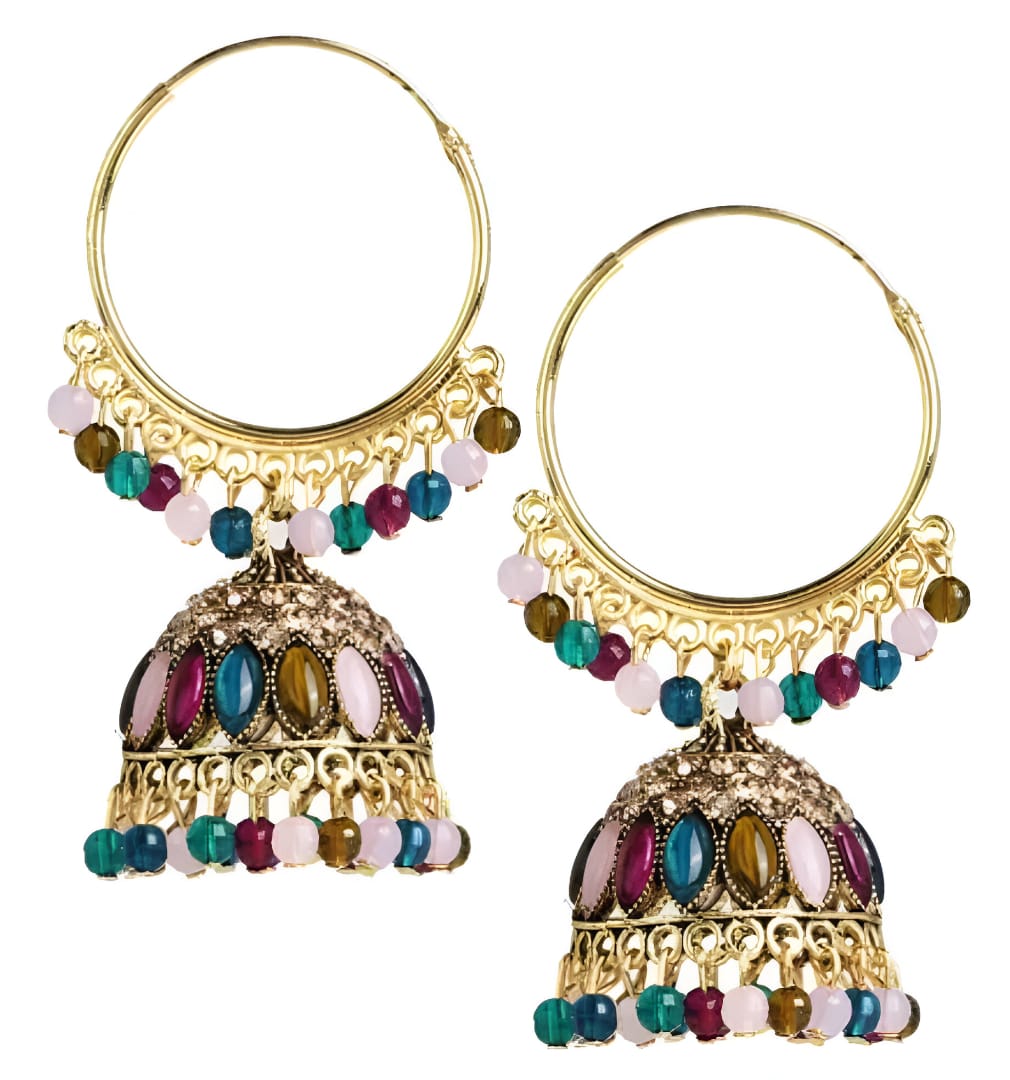 Multicolor Beaded Jhumka Chandbali