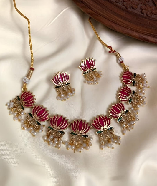 Lotus Blossom Pearl Necklace Set - ( Today's 50% Off )