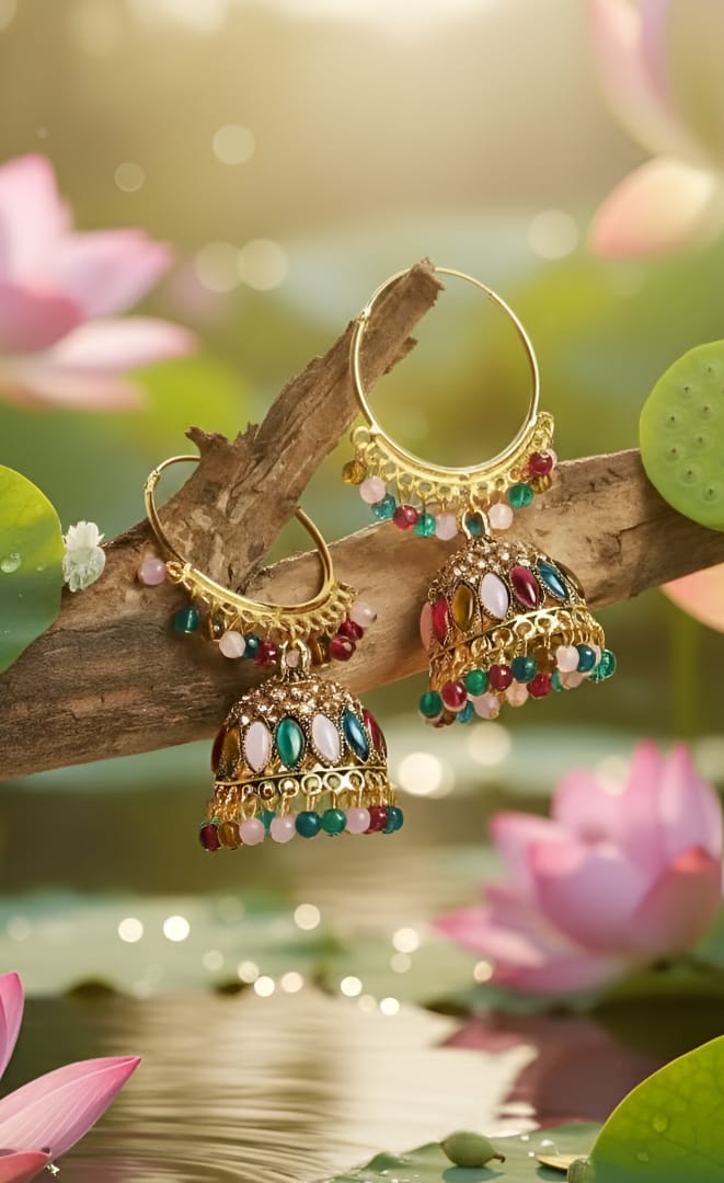 Multicolor Beaded Jhumka Chandbali