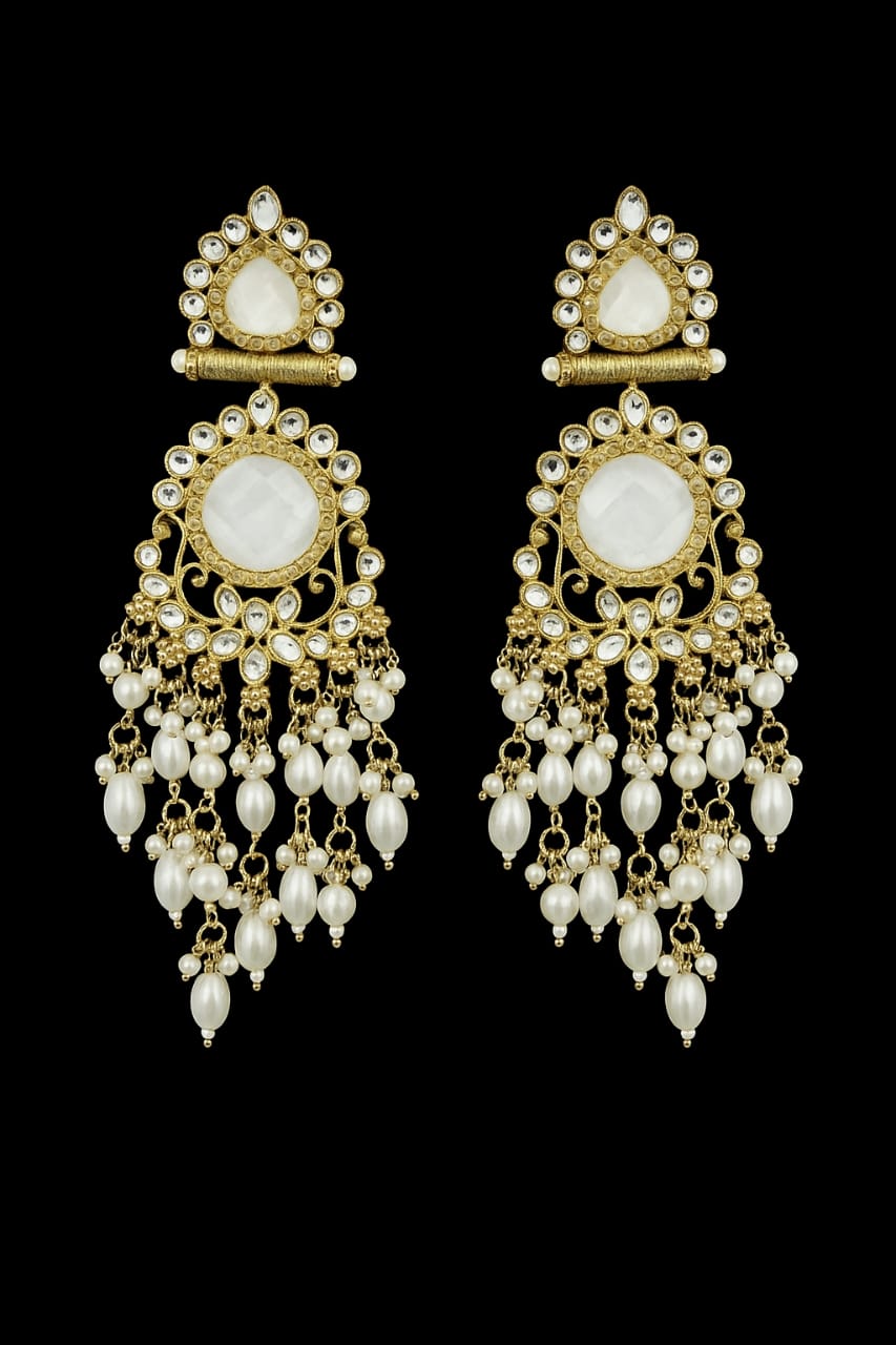 Golden Pearl Cascade Earrings