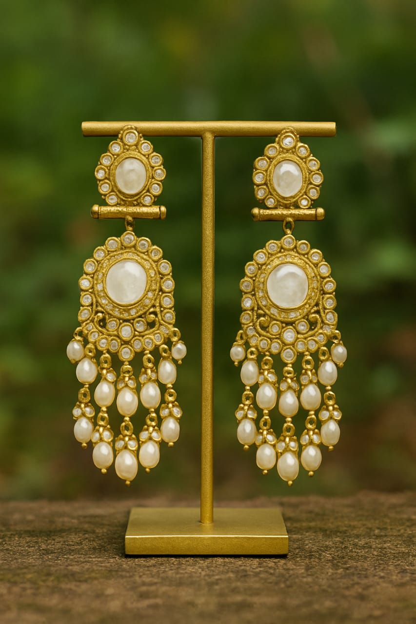 Golden Pearl Cascade Earrings