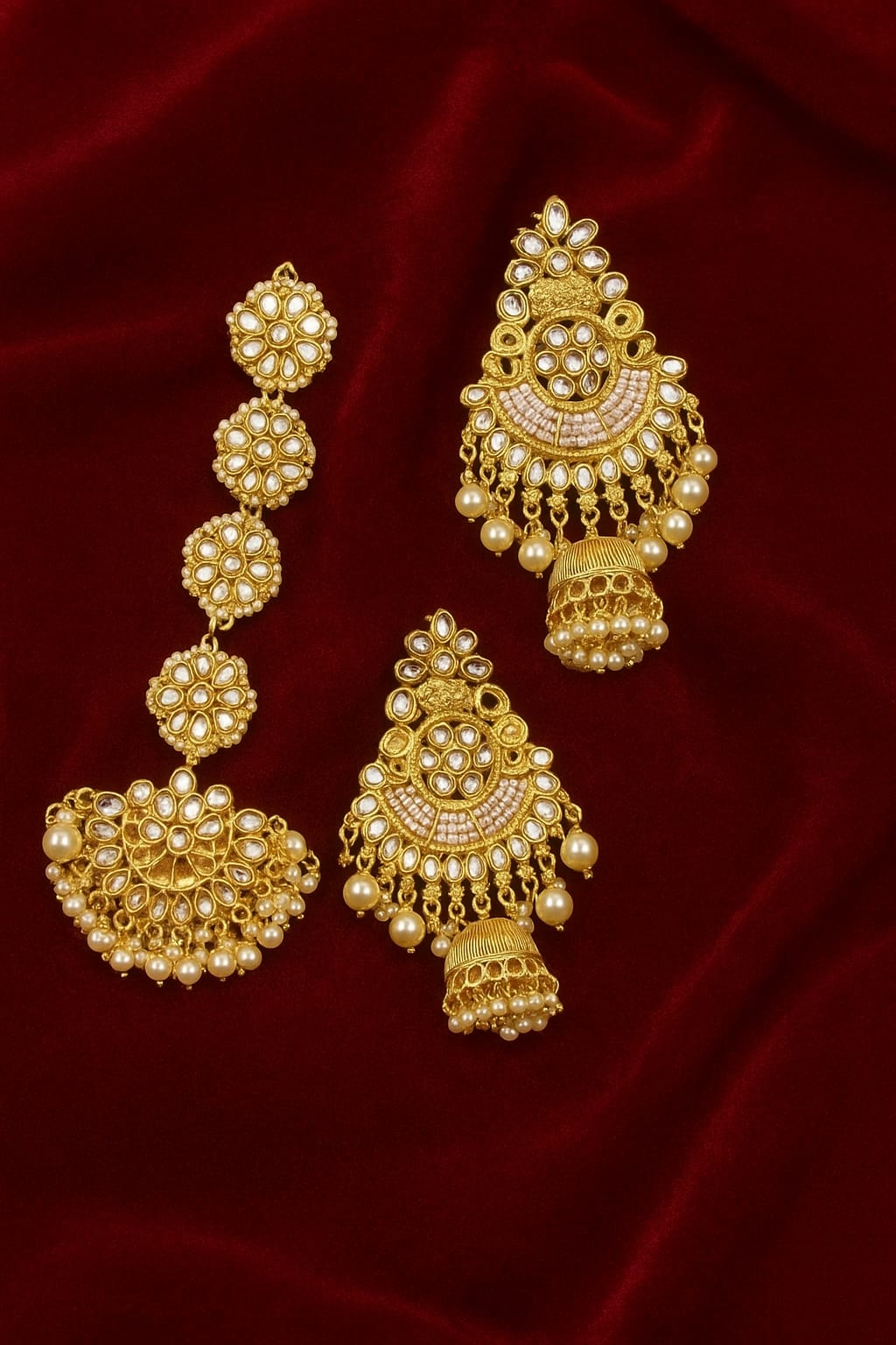 Royal Kundan Pearl Earring & Maang Tikka Set
