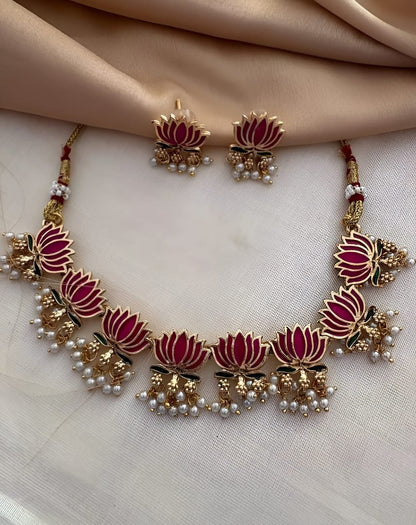 Lotus Blossom Pearl Necklace Set - ( Today's 50% Off )