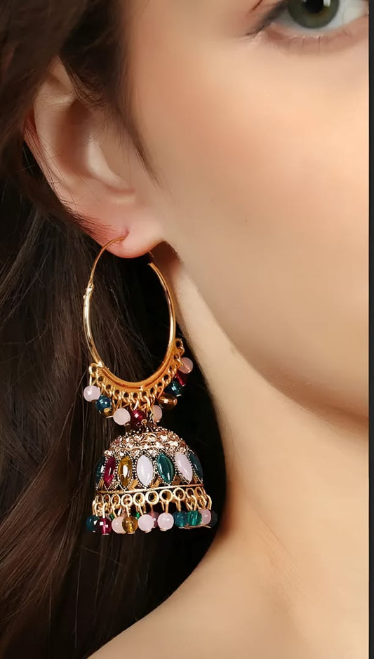 Multicolor Beaded Jhumka Chandbali