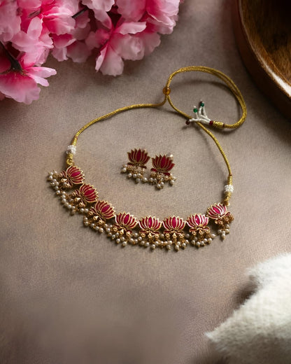 Lotus Blossom Pearl Necklace Set - ( Today's 50% Off )