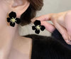 Black Petal Blossom Stud Earrings